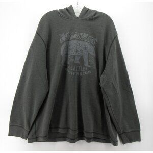 Eddie Bauer Sweater XXL Pullover Hoodie Seattle Bear Thermal Waffle